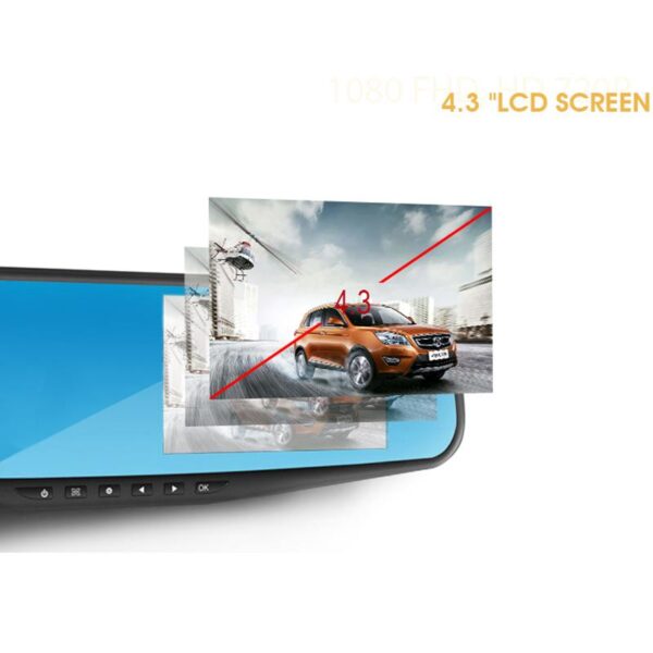 Dual Lens DVR Dash Cam & Rear View Mirror - Image 5